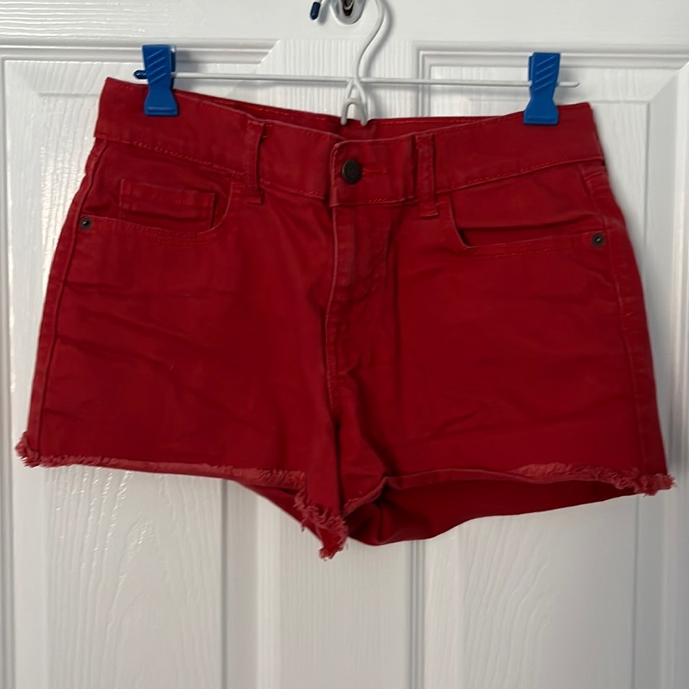Red Denim Shorts